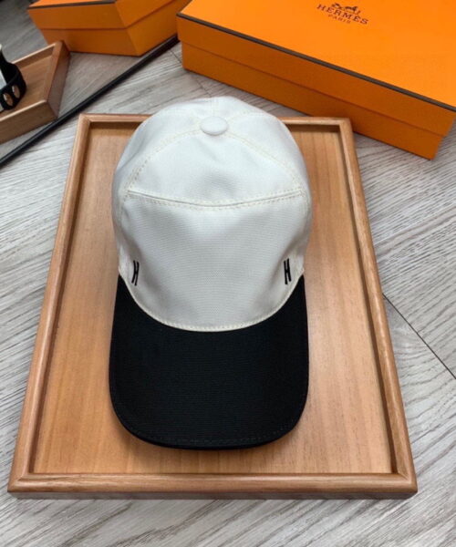Hermes Davis H Primavera Cap White/Black Hermes Cap