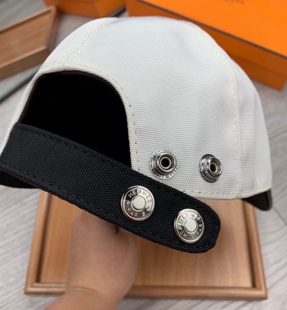 Hermes Davis H Primavera Cap White/Black Hermes Cap