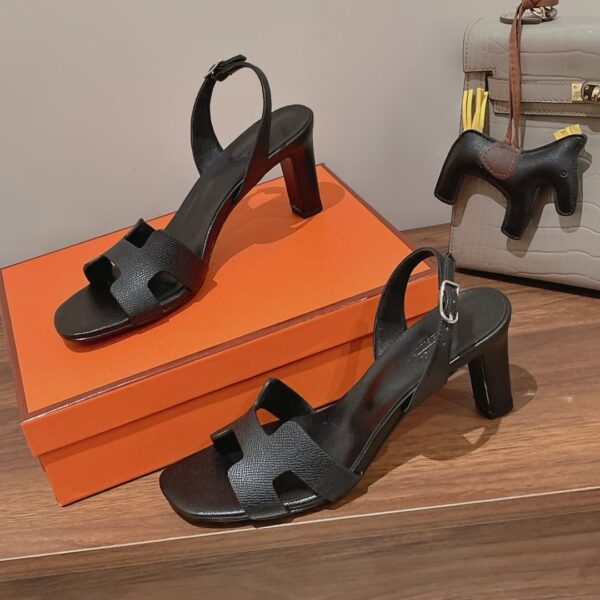 Hermes Eternite Sandal Noir For Women 2.7in/7cm H222275Z 02375