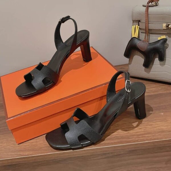 Hermes Eternite Sandal Noir For Women 2.7in/7cm H222275Z 02375