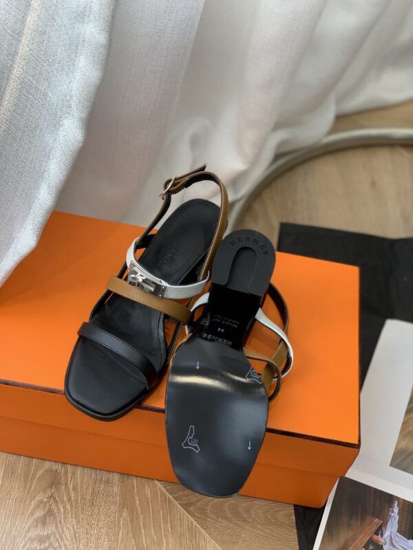 Hermes Eve 60 Sandal Black/White/Brow For Women, Women's Shoes H221078Z