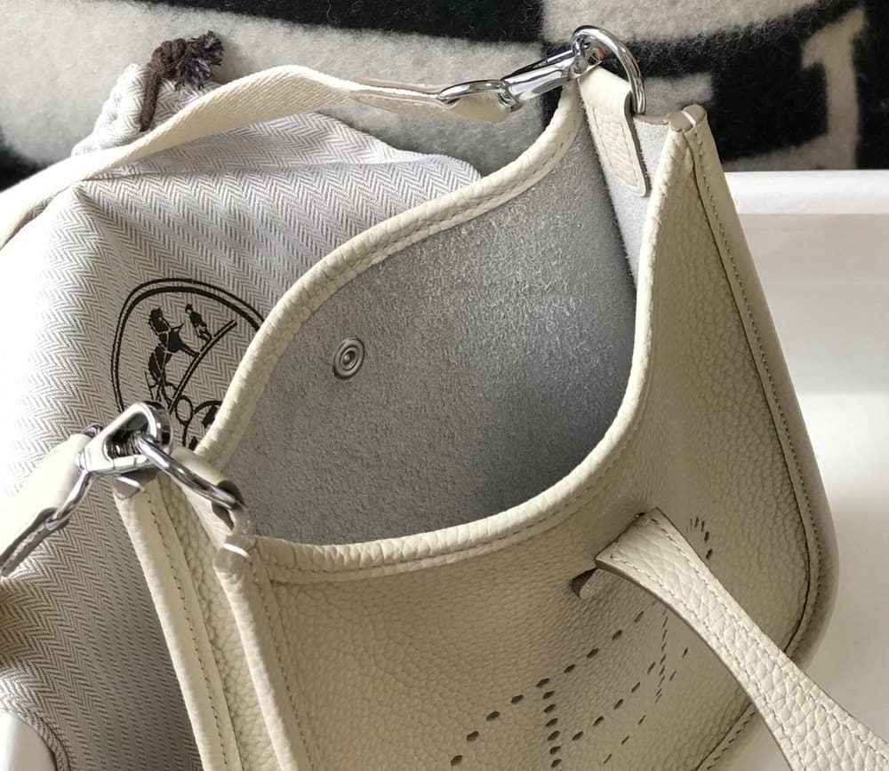 1:1 Replica Hermes Evelyne 16 Amazone Bag Beige With Silver-Toned Hardware For Women, Women's Shoulder And Crossbody Bags 6.3in/16cm