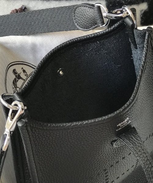 1:1 Replica Hermes Evelyne 16 Amazone Bag Black With Silver-Toned Hardware For Women, Women's Shoulder And Crossbody Bags 6.3in/16cm H069426CKAV