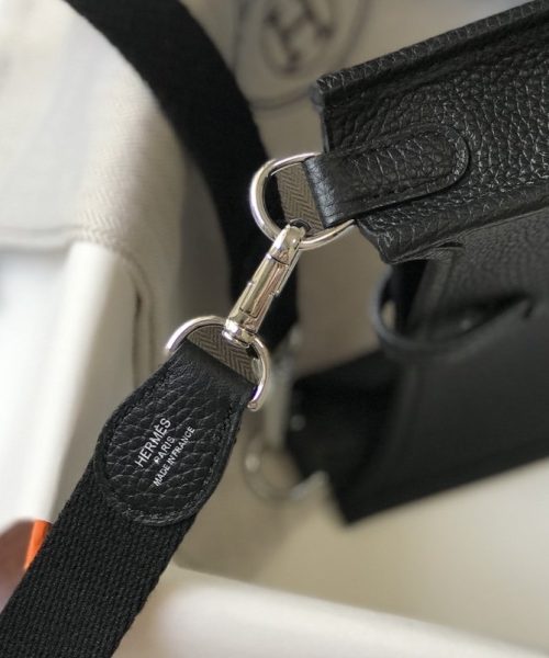1:1 Replica Hermes Evelyne 16 Amazone Bag Black With Silver-Toned Hardware For Women, Women's Shoulder And Crossbody Bags 6.3in/16cm H069426CKAV