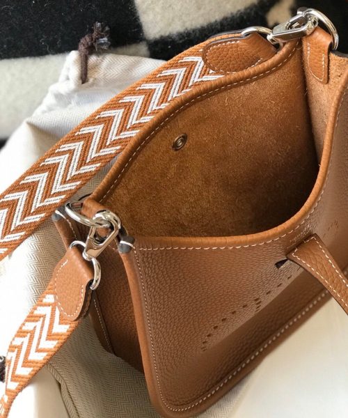 1:1 Replica Hermes Evelyne 16 Amazone Bag Brown With Silver-Toned Hardware For Women, Women's Shoulder And Crossbody Bags 6.3in/16cm
