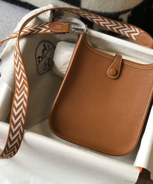 1:1 Replica Hermes Evelyne 16 Amazone Bag Brown With Silver-Toned Hardware For Women, Women's Shoulder And Crossbody Bags 6.3in/16cm