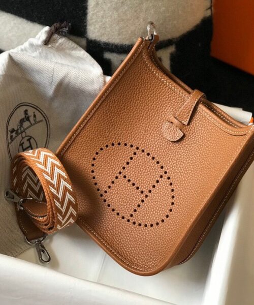 1:1 Replica Hermes Evelyne 16 Amazone Bag Brown With Silver-Toned Hardware For Women, Women's Shoulder And Crossbody Bags 6.3in/16cm