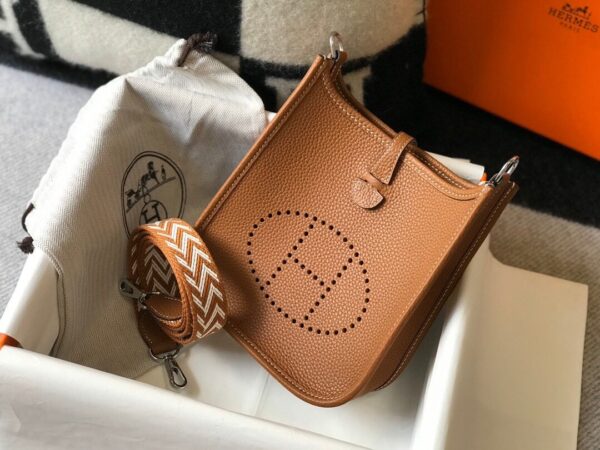 1:1 Replica Hermes Evelyne 16 Amazone Bag Brown With Silver-Toned Hardware For Women, Women's Shoulder And Crossbody Bags 6.3in/16cm