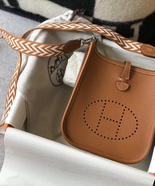1:1 Replica Hermes Evelyne 16 Amazone Bag Brown With Silver-Toned Hardware For Women, Women's Shoulder And Crossbody Bags 6.3in/16cm
