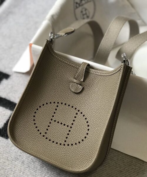 1:1 Replica Hermes Evelyne 16 Amazone Bag Greige With Silver-Toned Hardware For Women, Women's Shoulder And Crossbody Bags 6.3in/16cm