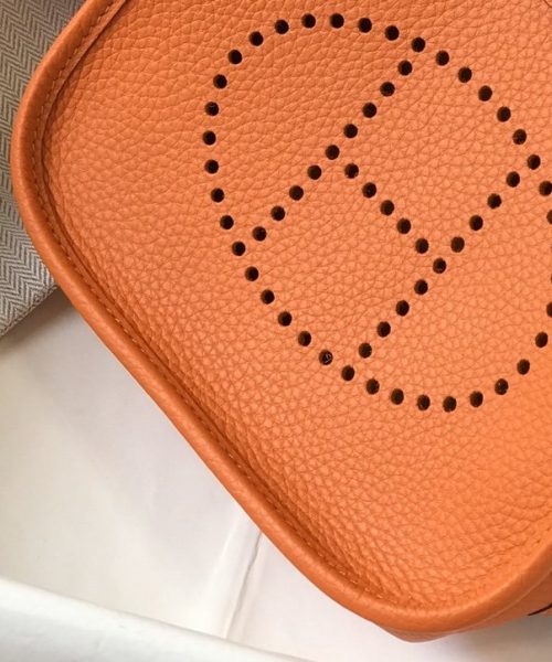 1:1 Replica Hermes Evelyne 16 Amazone Bag Orange With Silver-Toned Hardware For Women, Women's Shoulder And Crossbody Bags 6.3in/16cm