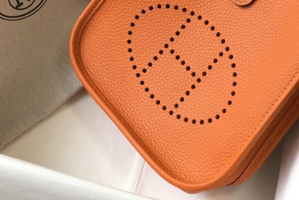 1:1 Replica Hermes Evelyne 16 Amazone Bag Orange With Silver-Toned Hardware For Women, Women's Shoulder And Crossbody Bags 6.3in/16cm
