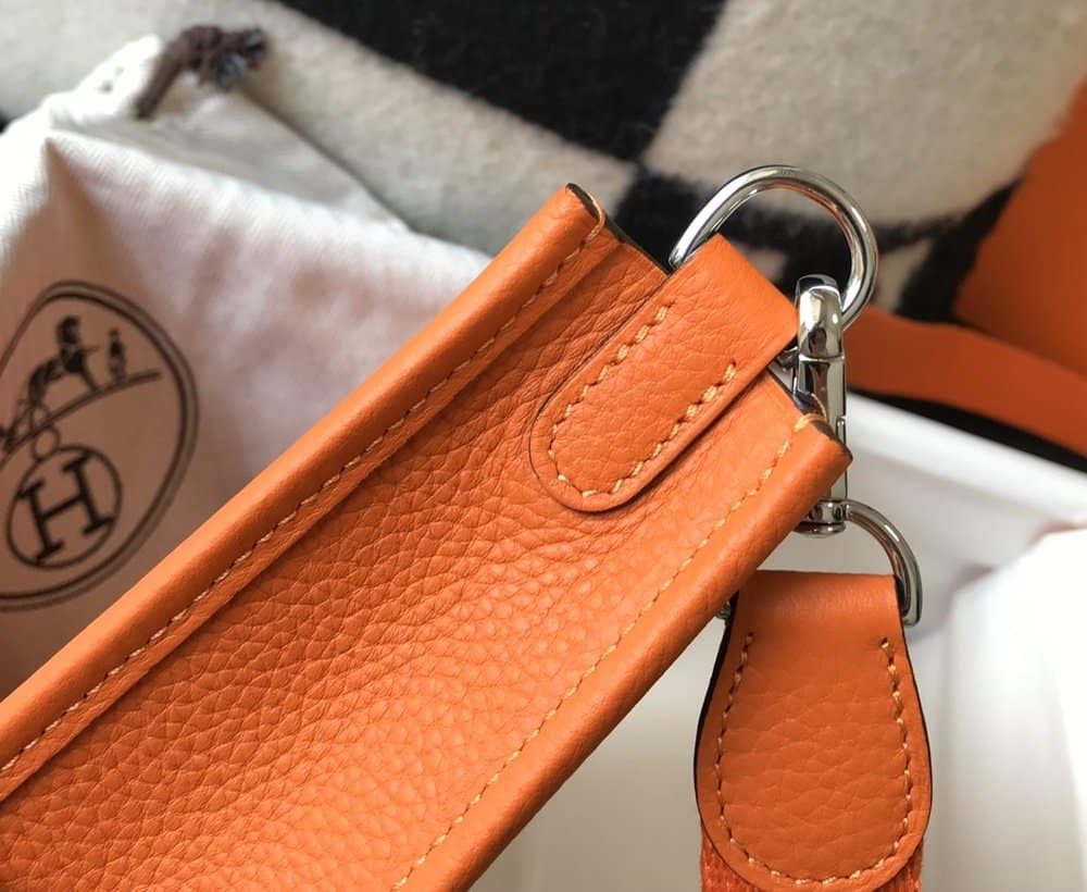 1:1 Replica Hermes Evelyne 16 Amazone Bag Orange With Silver-Toned Hardware For Women, Women's Shoulder And Crossbody Bags 6.3in/16cm