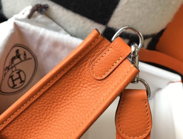 1:1 Replica Hermes Evelyne 16 Amazone Bag Orange With Silver-Toned Hardware For Women, Women's Shoulder And Crossbody Bags 6.3in/16cm