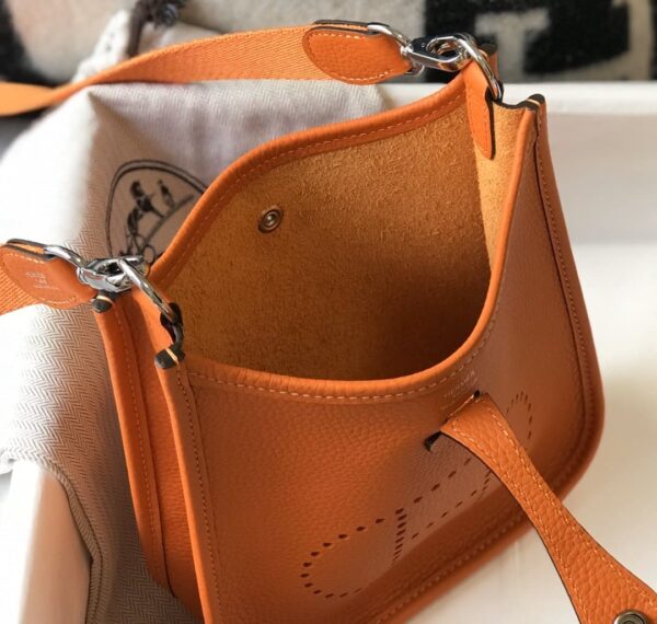 1:1 Replica Hermes Evelyne 16 Amazone Bag Orange With Silver-Toned Hardware For Women, Women's Shoulder And Crossbody Bags 6.3in/16cm