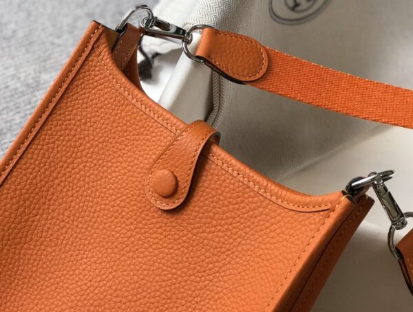 1:1 Replica Hermes Evelyne 16 Amazone Bag Orange With Silver-Toned Hardware For Women, Women's Shoulder And Crossbody Bags 6.3in/16cm
