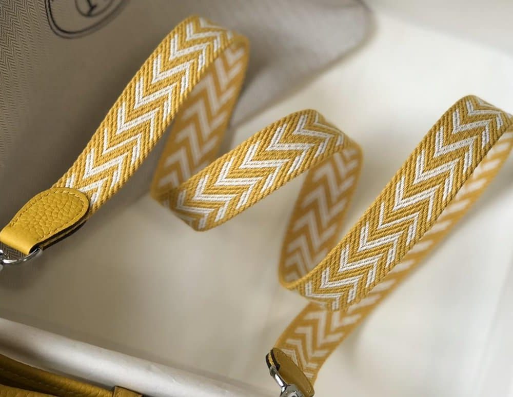 1:1 Replica Hermes Evelyne 16 Amazone Bag Yellow With Silver-Toned Hardware For Women, Women's Shoulder And Crossbody Bags 6.3in/16cm