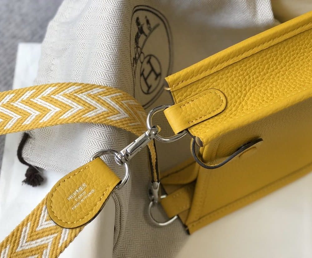 1:1 Replica Hermes Evelyne 16 Amazone Bag Yellow With Silver-Toned Hardware For Women, Women's Shoulder And Crossbody Bags 6.3in/16cm