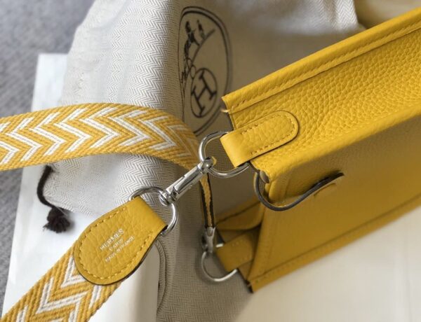 1:1 Replica Hermes Evelyne 16 Amazone Bag Yellow With Silver-Toned Hardware For Women, Women's Shoulder And Crossbody Bags 6.3in/16cm
