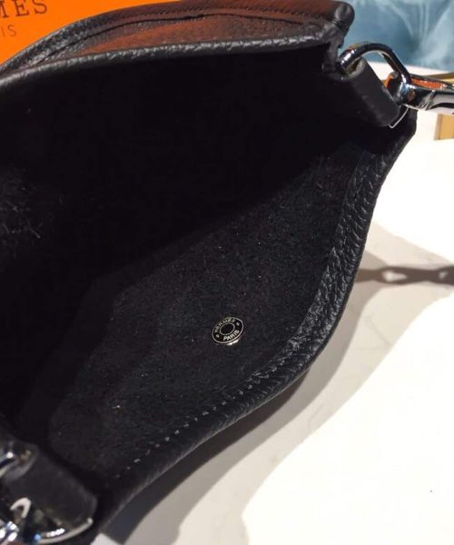 1:1 Replica Hermes Evelyne II TPM Bag Black For Women Silver Toned Hardware 7.9in/20cm