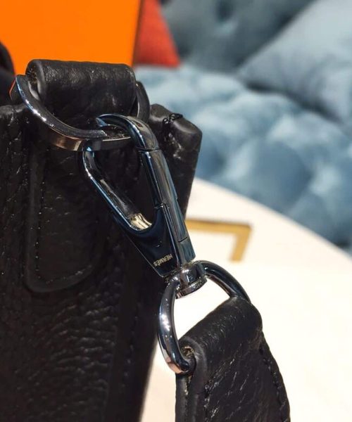 1:1 Replica Hermes Evelyne II TPM Bag Black For Women Silver Toned Hardware 7.9in/20cm
