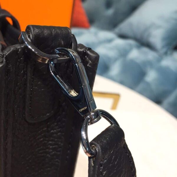 1:1 Replica Hermes Evelyne II TPM Bag Black For Women Silver Toned Hardware 7.9in/20cm
