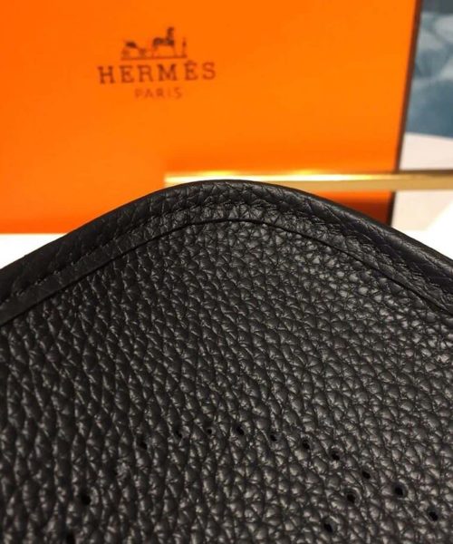 1:1 Replica Hermes Evelyne II TPM Bag Black For Women Silver Toned Hardware 7.9in/20cm