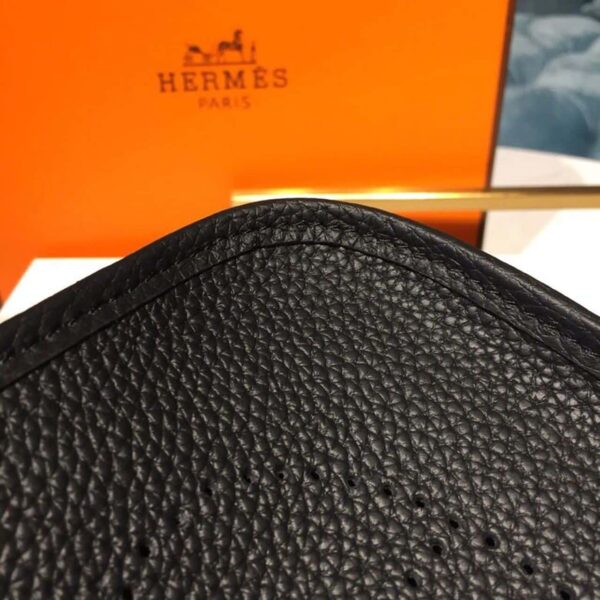 1:1 Replica Hermes Evelyne II TPM Bag Black For Women Silver Toned Hardware 7.9in/20cm