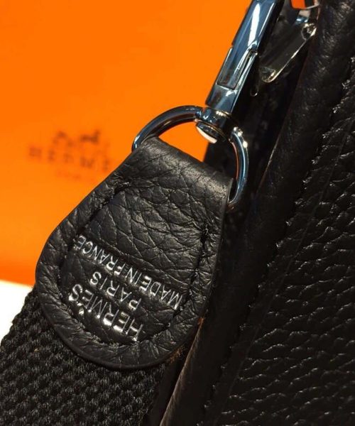 1:1 Replica Hermes Evelyne II TPM Bag Black For Women Silver Toned Hardware 7.9in/20cm