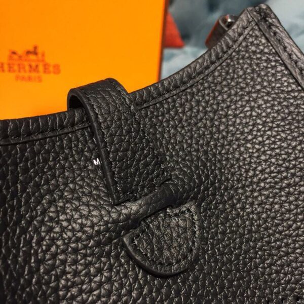 1:1 Replica Hermes Evelyne II TPM Bag Black For Women Silver Toned Hardware 7.9in/20cm