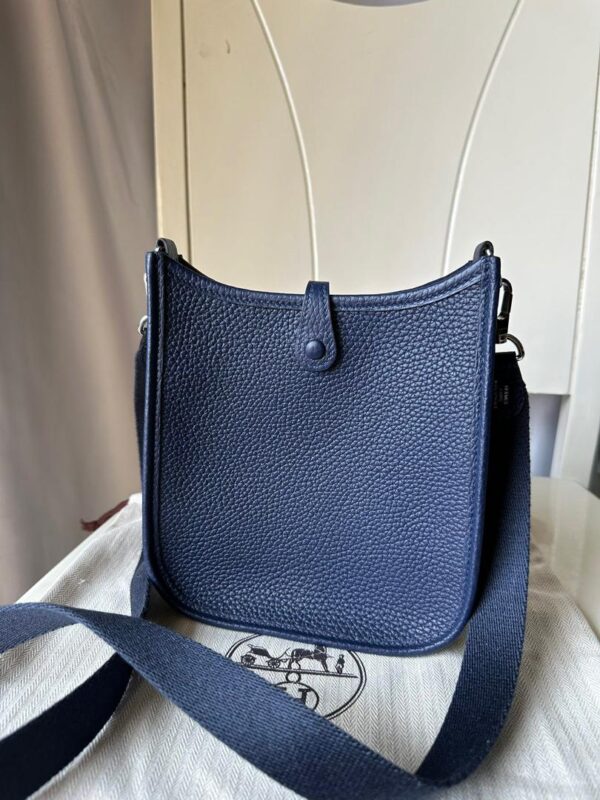 1:1 Replica Hermes Evelyne II TPM Bag Navy For Women Silver Toned Hardware 7.9in/20cm