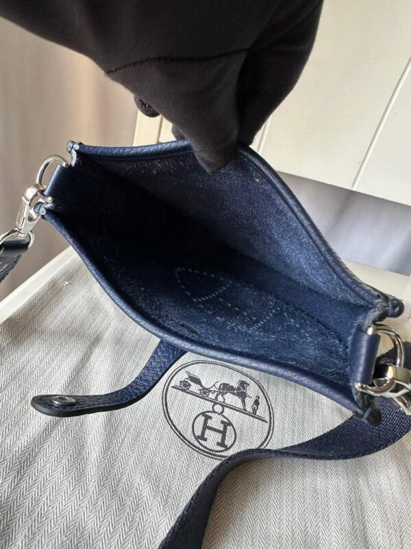 1:1 Replica Hermes Evelyne II TPM Bag Navy For Women Silver Toned Hardware 7.9in/20cm