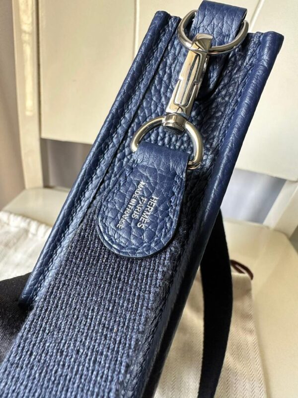 1:1 Replica Hermes Evelyne II TPM Bag Navy For Women Silver Toned Hardware 7.9in/20cm