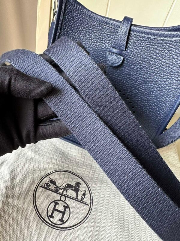 1:1 Replica Hermes Evelyne II TPM Bag Navy For Women Silver Toned Hardware 7.9in/20cm