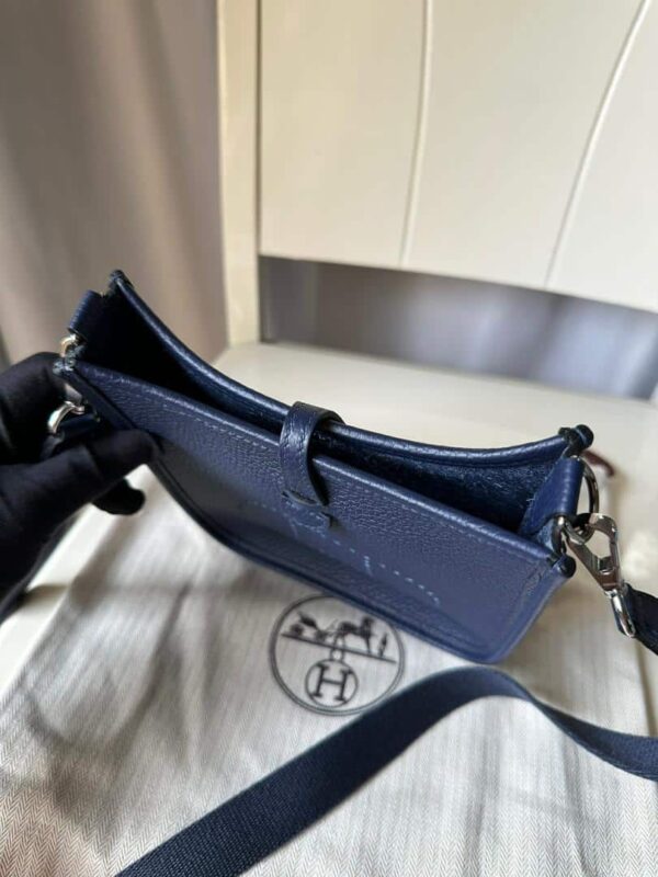 1:1 Replica Hermes Evelyne II TPM Bag Navy For Women Silver Toned Hardware 7.9in/20cm
