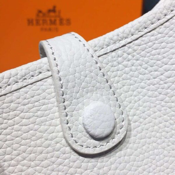 1:1 Replica Hermes Evelyne II TPM Bag White For Women Silver Toned Hardware 7.9in/20cm