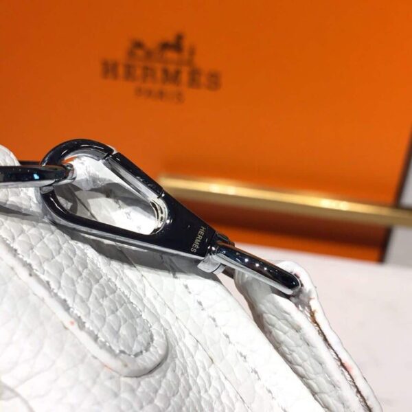 1:1 Replica Hermes Evelyne II TPM Bag White For Women Silver Toned Hardware 7.9in/20cm