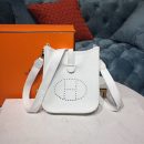 1:1 Replica Hermes Evelyne II TPM Bag White For Women Silver Toned Hardware 7.9in/20cm