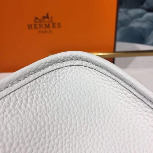 1:1 Replica Hermes Evelyne II TPM Bag White For Women Silver Toned Hardware 7.9in/20cm