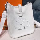 1:1 Replica Hermes Evelyne II TPM Bag White For Women Silver Toned Hardware 7.9in/20cm