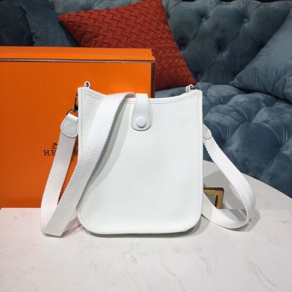1:1 Replica Hermes Evelyne II TPM Bag White For Women Silver Toned Hardware 7.9in/20cm