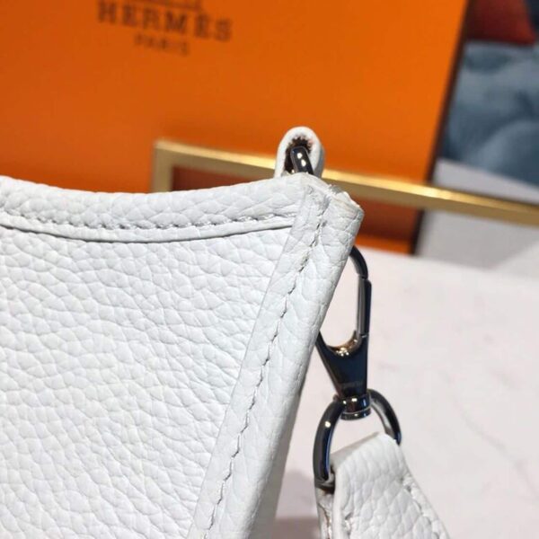 1:1 Replica Hermes Evelyne II TPM Bag White For Women Silver Toned Hardware 7.9in/20cm
