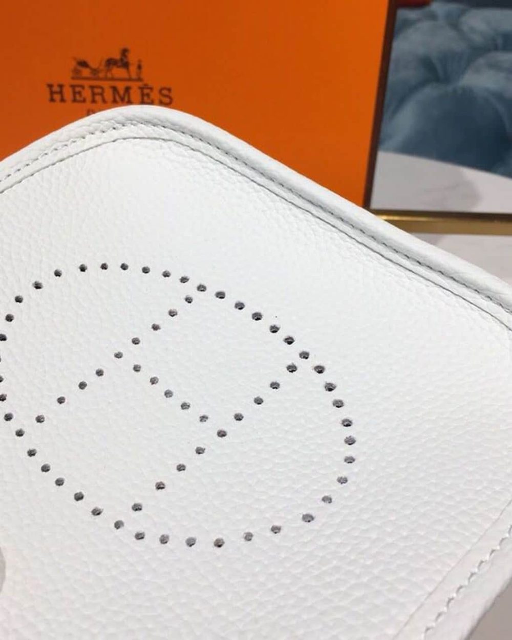 1:1 Replica Hermes Evelyne II TPM Bag White For Women Silver Toned Hardware 7.9in/20cm