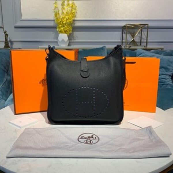 1:1 Replica Hermes Evelyne III 29 Bag Black With Silver-Toned Hardware For Women, Women's Shoulder And Crossbody Bags 11.4in/29cm H056277CK89