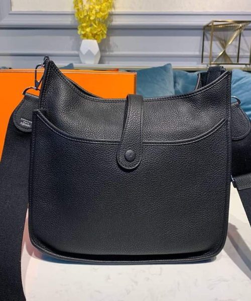 1:1 Replica Hermes Evelyne III 29 Bag Black With Silver-Toned Hardware For Women, Women's Shoulder And Crossbody Bags 11.4in/29cm H056277CK89