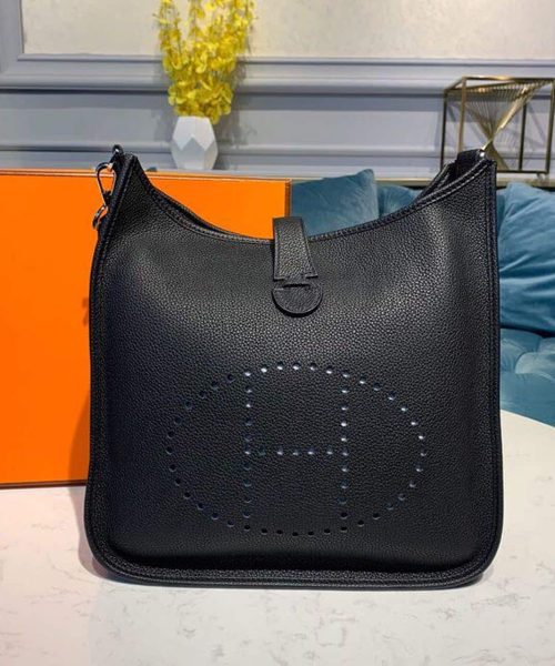1:1 Replica Hermes Evelyne III 29 Bag Black With Silver-Toned Hardware For Women, Women's Shoulder And Crossbody Bags 11.4in/29cm H056277CK89