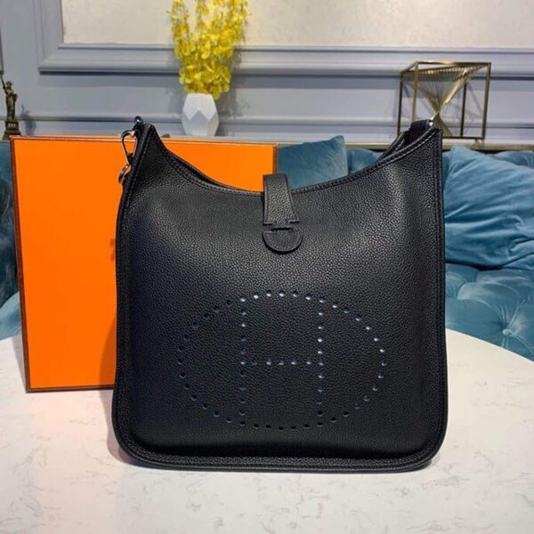 1:1 Replica Hermes Evelyne III 29 Bag Black With Silver-Toned Hardware For Women, Women's Shoulder And Crossbody Bags 11.4in/29cm H056277CK89