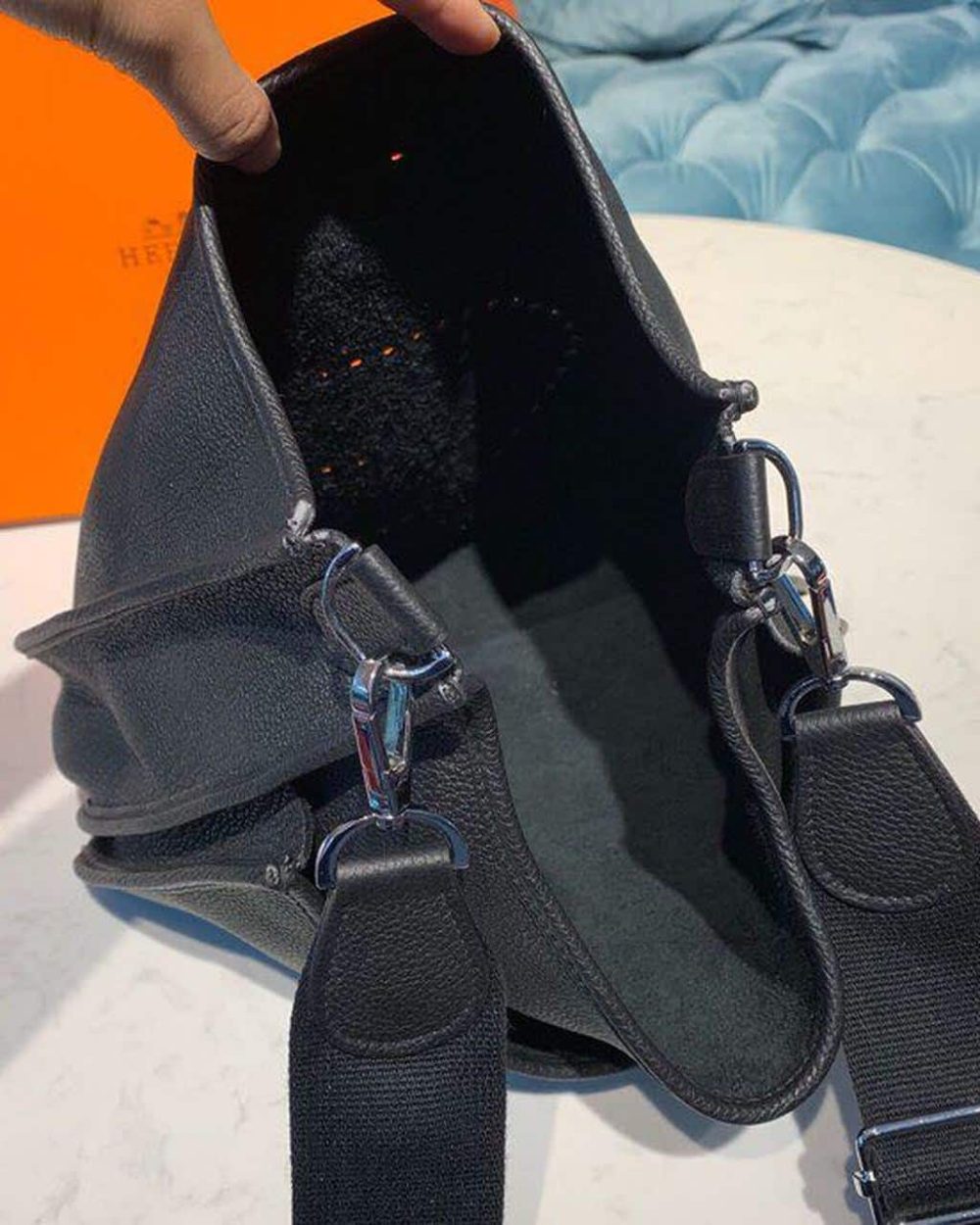 1:1 Replica Hermes Evelyne III 29 Bag Black With Silver-Toned Hardware For Women, Women's Shoulder And Crossbody Bags 11.4in/29cm H056277CK89