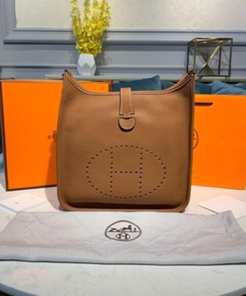 1:1 Replica Hermes Evelyne III 29 Bag Brown With Silver-Toned Hardware For Women, Women's Shoulder And Crossbody Bags 11.4in/29cm H073599CC37