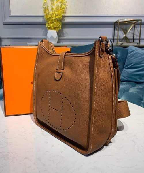 1:1 Replica Hermes Evelyne III 29 Bag Brown With Silver-Toned Hardware For Women, Women's Shoulder And Crossbody Bags 11.4in/29cm H073599CC37